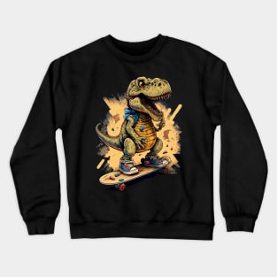 Skateboarding T-rex Dinosaur Crewneck Sweatshirt